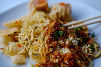 High angle view of meal served in plate