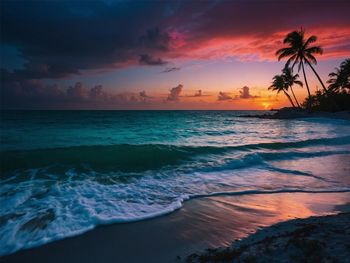 Scenic view of sea against sky during sunset