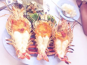 High angle view of food on table