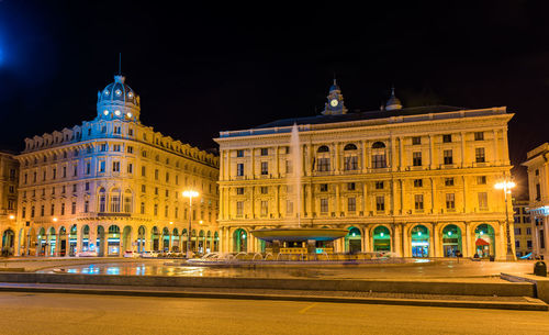 View of illuminated building at night