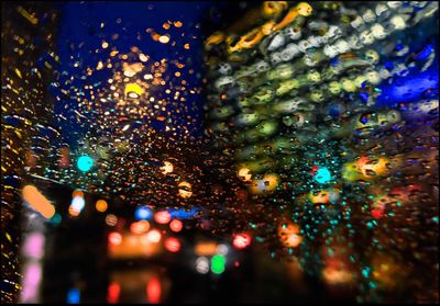 Close-up of water drops on glass