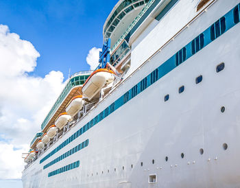 Low angle view of ship against sky