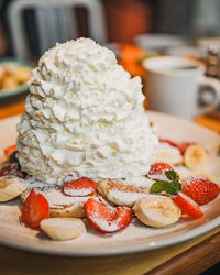 Close-up of dessert in plate on table