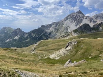 Scenic view of mountains against sky