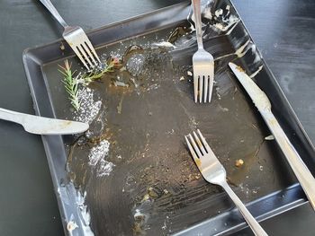 High angle view of food in container