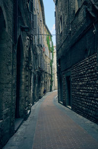 Empty alley amidst buildings in city