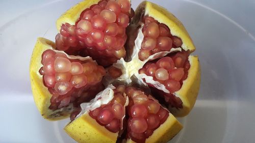 Directly above shot of strawberries in plate