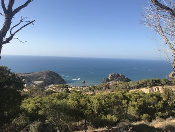 Scenic view of sea against clear sky