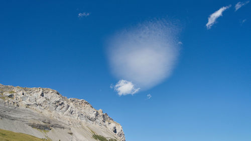 Low angle view of rock formation against sky