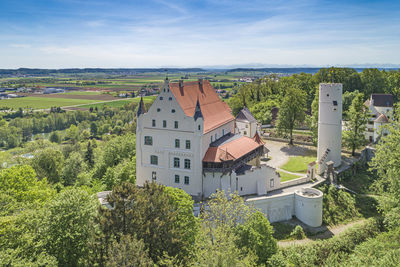 High angle view of townscape against sky