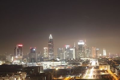 City lit up at night