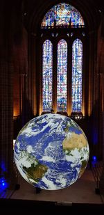 Stained glass window in building