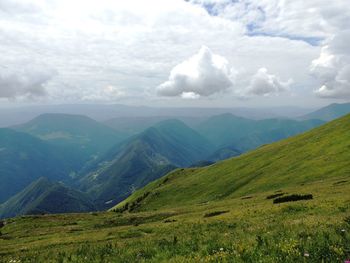 Scenic view of mountains against sky