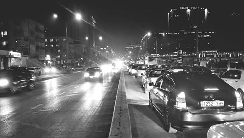 Traffic on road at night