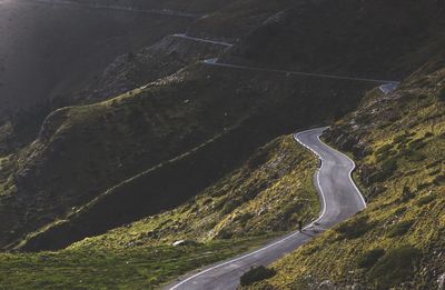 High angle view of mountain road