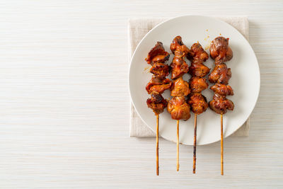 Directly above shot of food in plate on table
