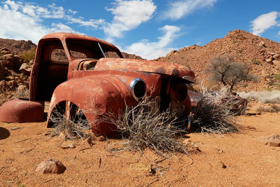 Abandoned car in the desert of namibia