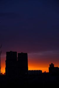 Silhouette buildings against sky during sunset