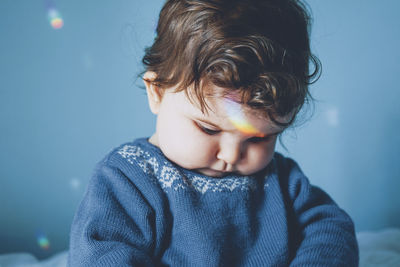 Close-up portrait of cute boy