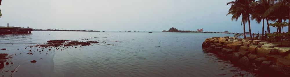 Scenic view of sea against clear sky