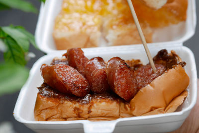 Close-up of food served in plate