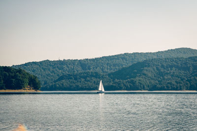 Scenic view of lake against clear sky