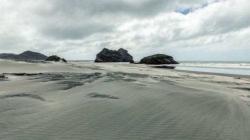 Scenic view of beach against sky