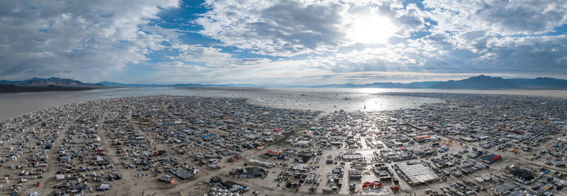 High angle view of sea against sky