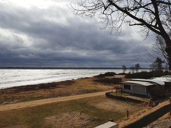 Scenic view of beach against sky