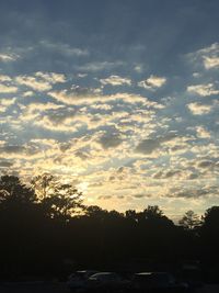 Silhouette trees against sky during sunset