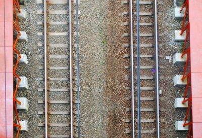 High angle view of brick wall