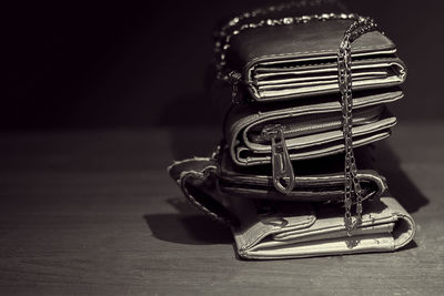 Close-up of books on table