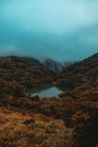 Thousand island lake in haze