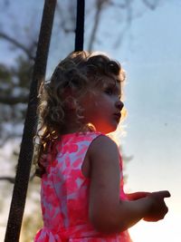 Close-up of girl looking at camera