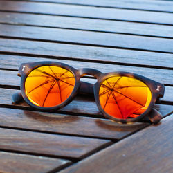 High angle view of sunglasses on table