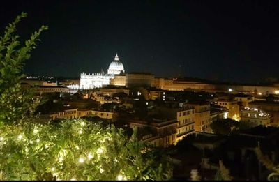 Illuminated buildings at night