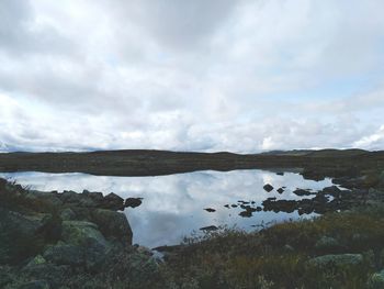 Scenic view of lake against sky