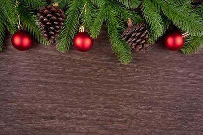 Close-up of christmas tree on table