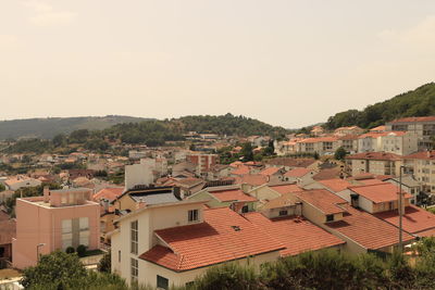 High angle view of townscape against sky