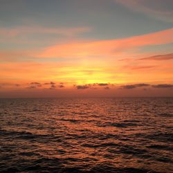 Scenic view of sea against dramatic sky