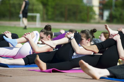 Group of people relaxing outdoors