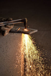 Illuminated metal structure in factory