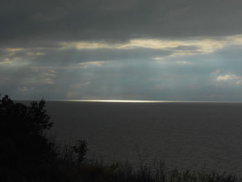 Scenic view of sea against cloudy sky