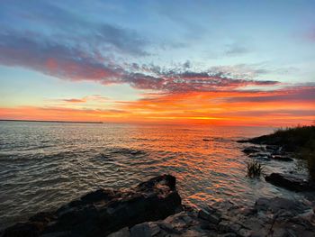 Scenic view of sea against sky during sunset