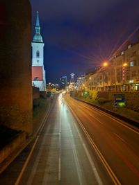 Light trails on city at night