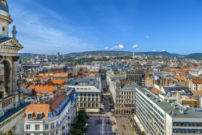 High angle view of buildings in city