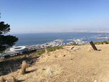 Scenic view of sea against clear sky