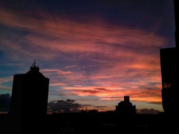 Silhouette of built structure against cloudy sky