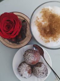 High angle view of coffee on table