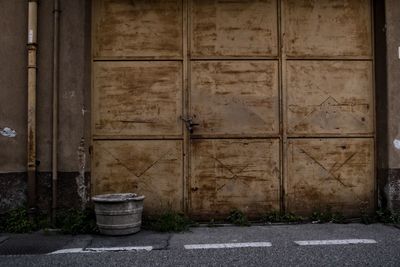 Closed door of building